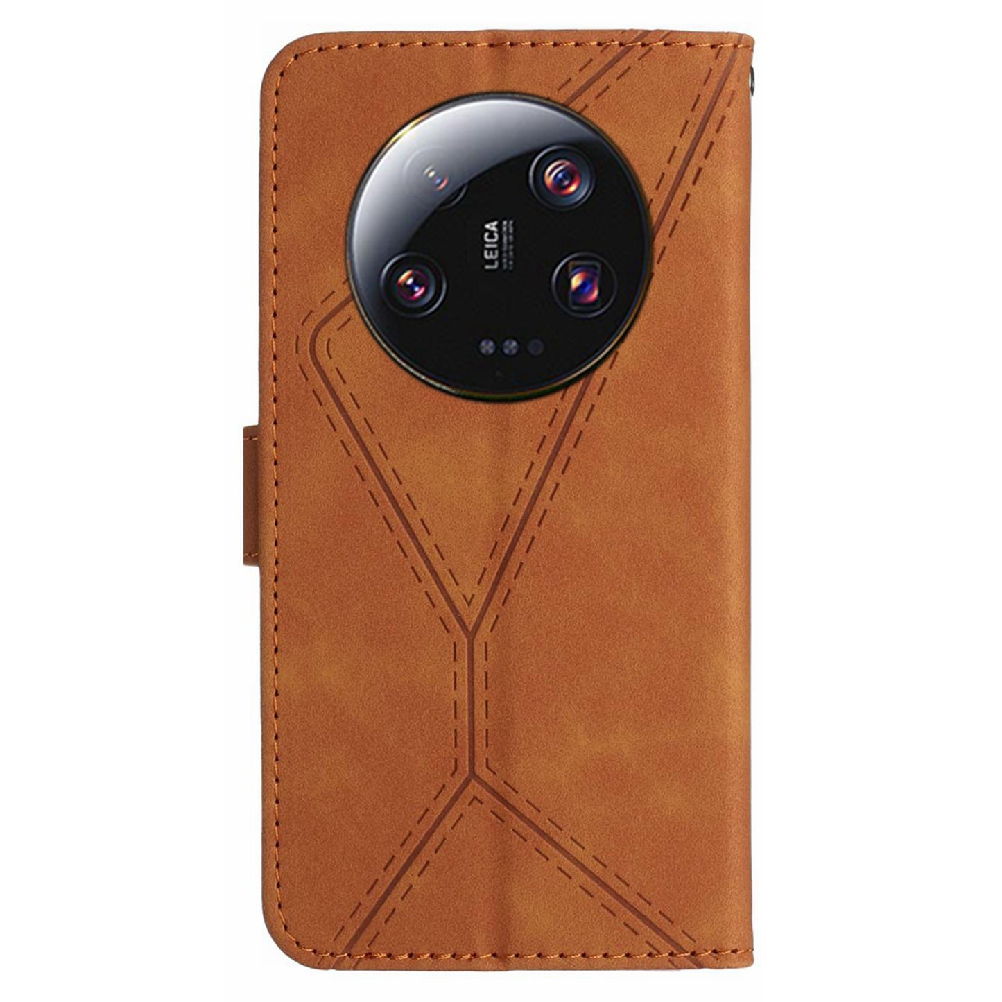 HT05 For Xiaomi 13 Ultra Imprinted Line Skin-touch Phone Case Wallet Stand PU Leather Cover