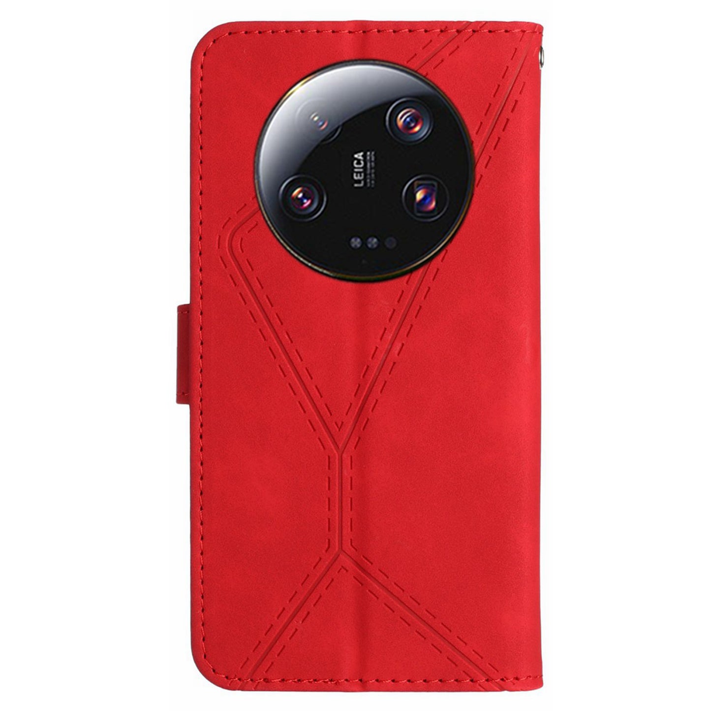 HT05 For Xiaomi 13 Ultra Imprinted Line Skin-touch Phone Case Wallet Stand PU Leather Cover