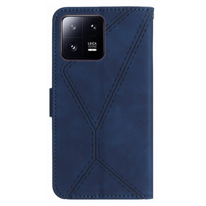 HT05 For Xiaomi 13 Imprinted Line Phone Cover Case Anti-Dust Wallet Stand Skin-touch Leather Shell