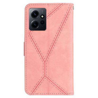 HT05 PU Leather Phone Case for Xiaomi Redmi Note 12 4G Imprinted Line Wallet Stand Skin-touch Cover