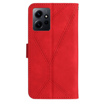HT05 PU Leather Phone Case for Xiaomi Redmi Note 12 4G Imprinted Line Wallet Stand Skin-touch Cover