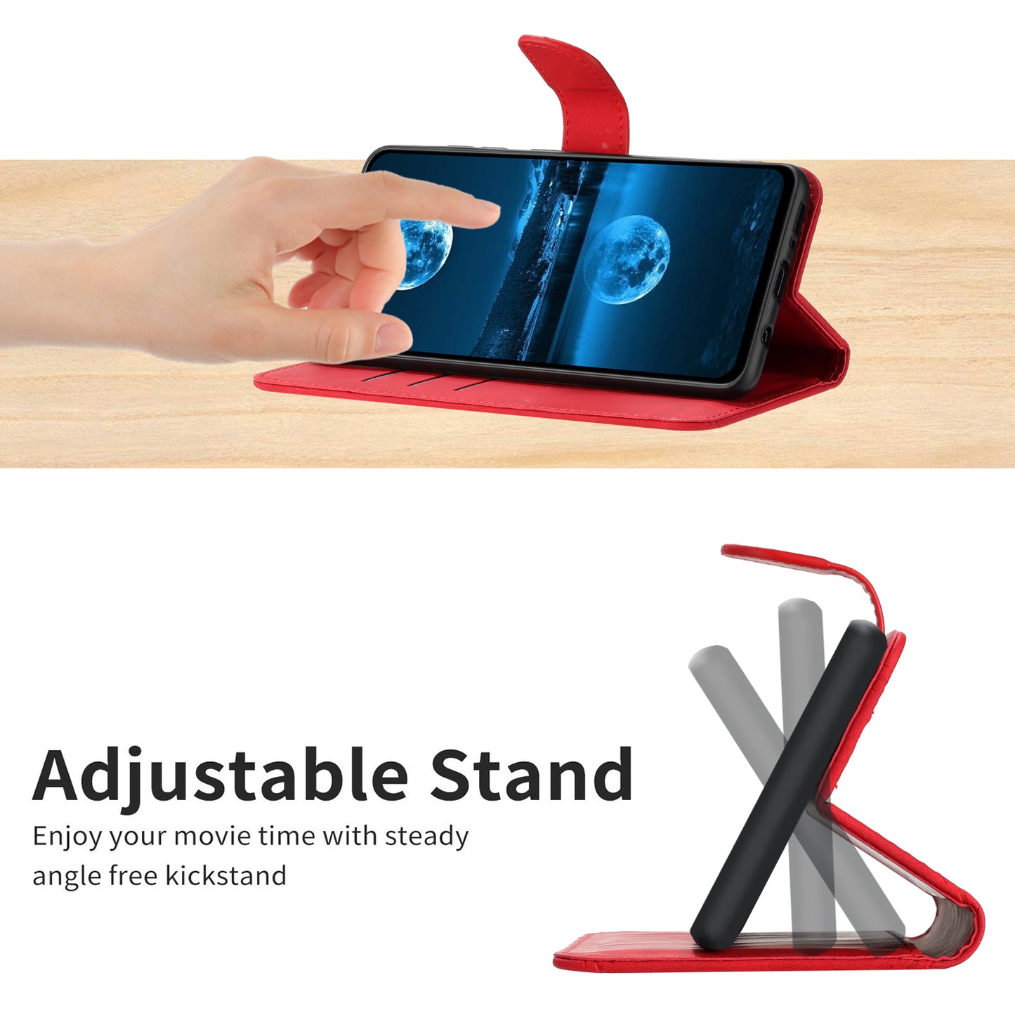 HT05 PU Leather Phone Case for Xiaomi Redmi Note 12 4G Imprinted Line Wallet Stand Skin-touch Cover