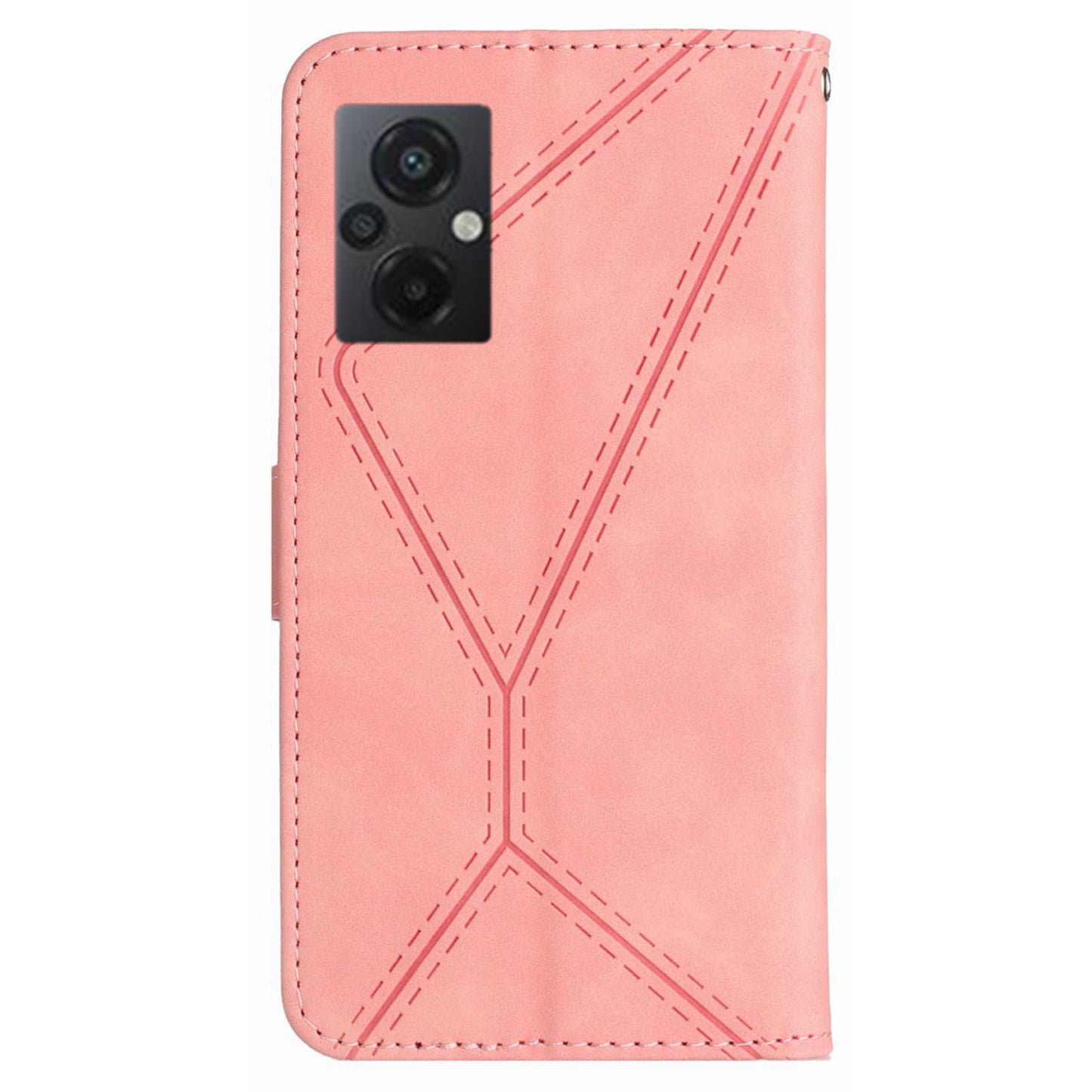 HT05 For Xiaomi Poco M4 5G / M5 4G Imprinted Line Phone Case Wallet Stand Skin-touch PU Leather Cover