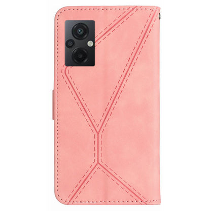 HT05 For Xiaomi Poco M4 5G / M5 4G Imprinted Line Phone Case Wallet Stand Skin-touch PU Leather Cover