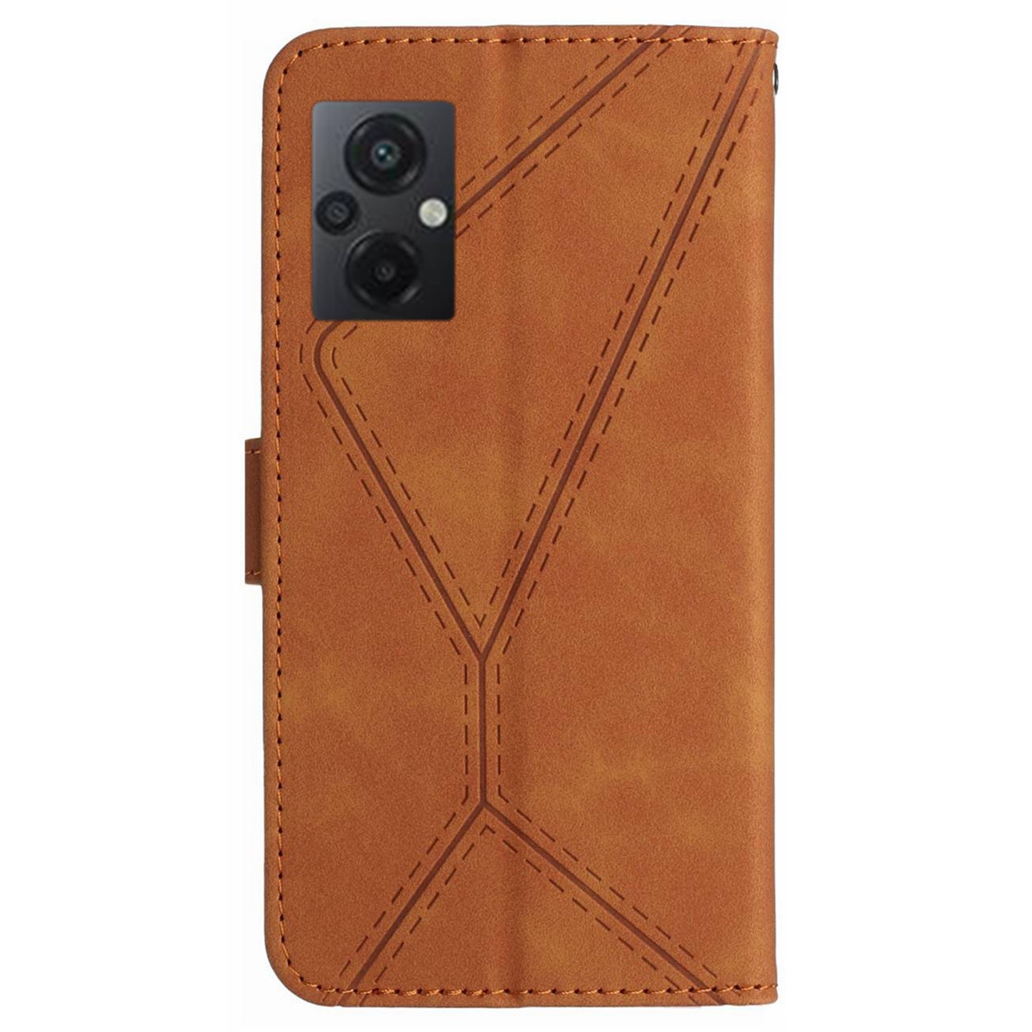 HT05 For Xiaomi Poco M4 5G / M5 4G Imprinted Line Phone Case Wallet Stand Skin-touch PU Leather Cover