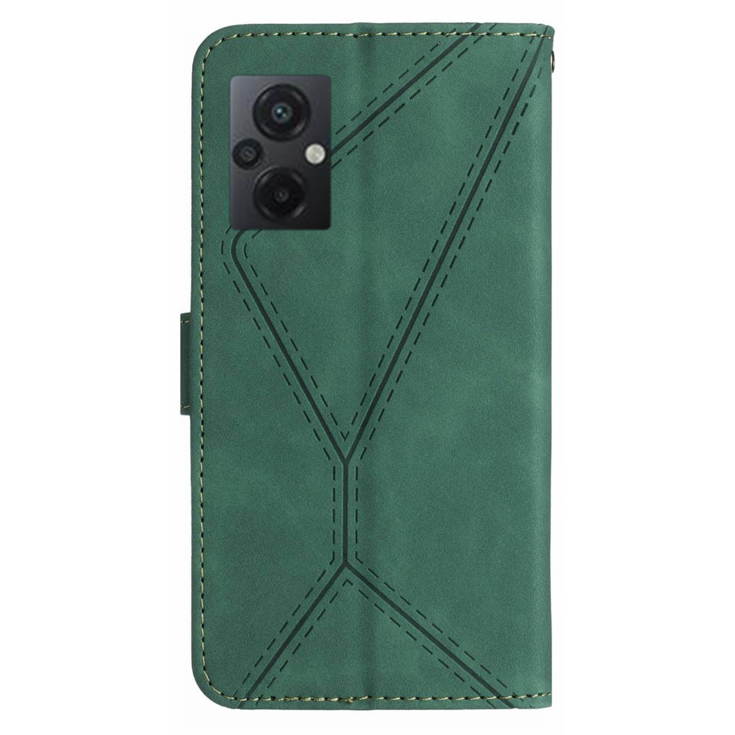 HT05 For Xiaomi Poco M4 5G / M5 4G Imprinted Line Phone Case Wallet Stand Skin-touch PU Leather Cover