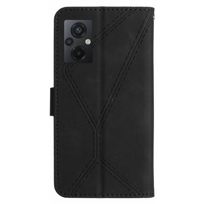 HT05 For Xiaomi Poco M4 5G / M5 4G Imprinted Line Phone Case Wallet Stand Skin-touch PU Leather Cover