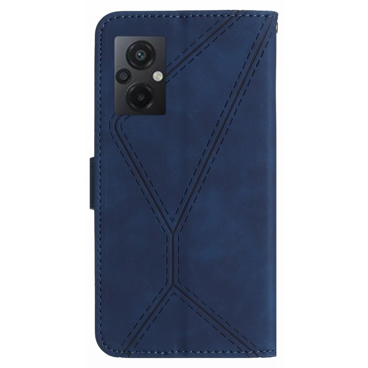 HT05 For Xiaomi Poco M4 5G / M5 4G Imprinted Line Phone Case Wallet Stand Skin-touch PU Leather Cover