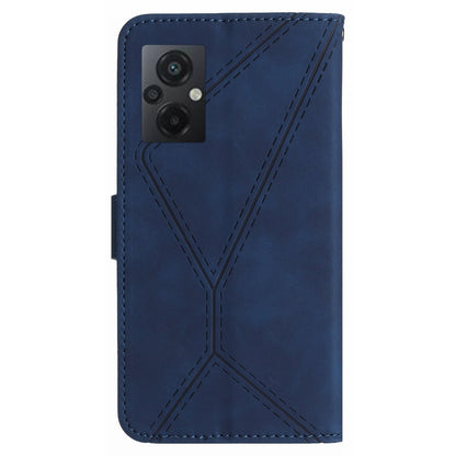 HT05 For Xiaomi Poco M4 5G / M5 4G Imprinted Line Phone Case Wallet Stand Skin-touch PU Leather Cover