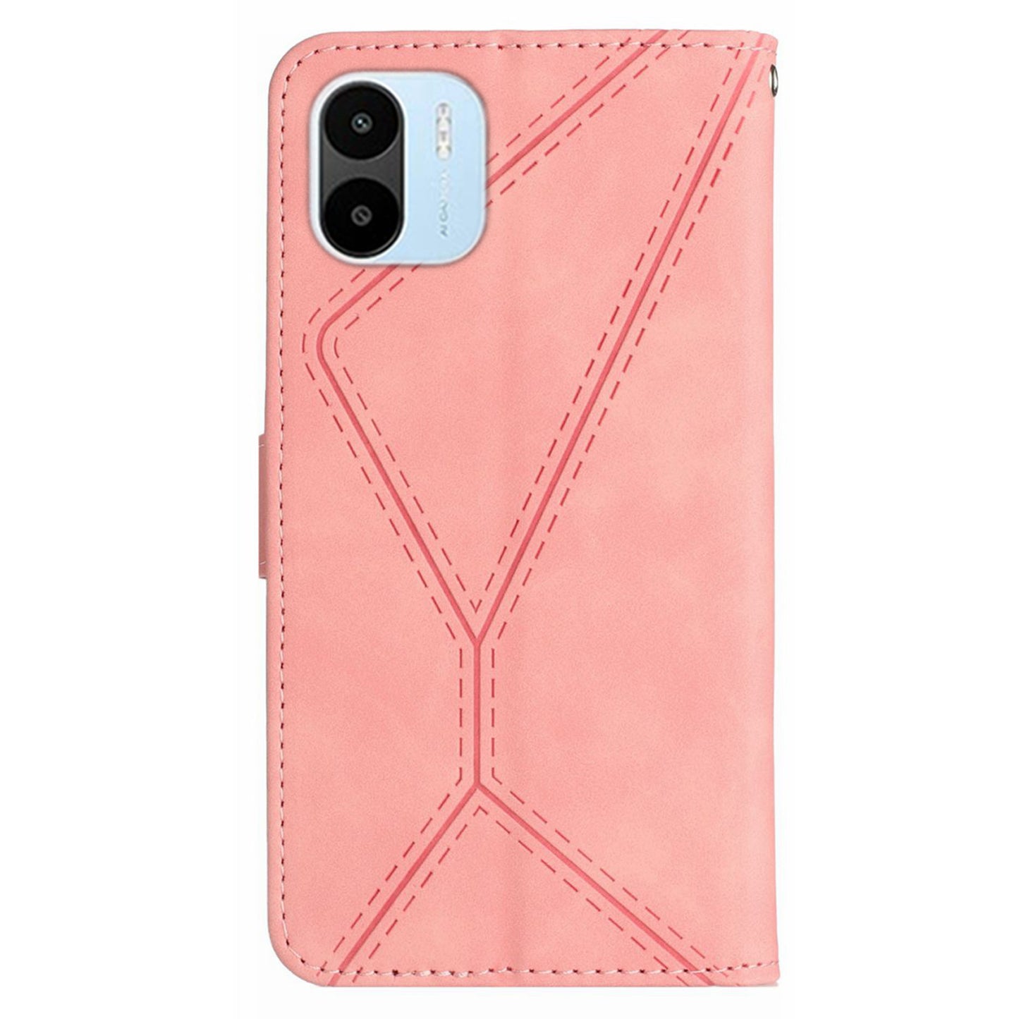 HT05 For Xiaomi Redmi A1 4G / A2 4G Stand Skin-touch Imprinted Line Phone Case Wallet Leather Cover