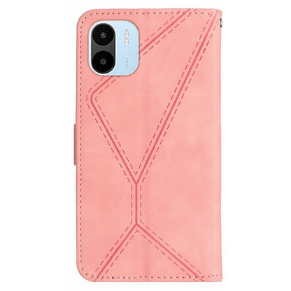HT05 For Xiaomi Redmi A1 4G / A2 4G Stand Skin-touch Imprinted Line Phone Case Wallet Leather Cover