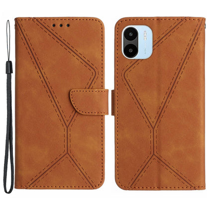 HT05 For Xiaomi Redmi A1 4G / A2 4G Stand Skin-touch Imprinted Line Phone Case Wallet Leather Cover