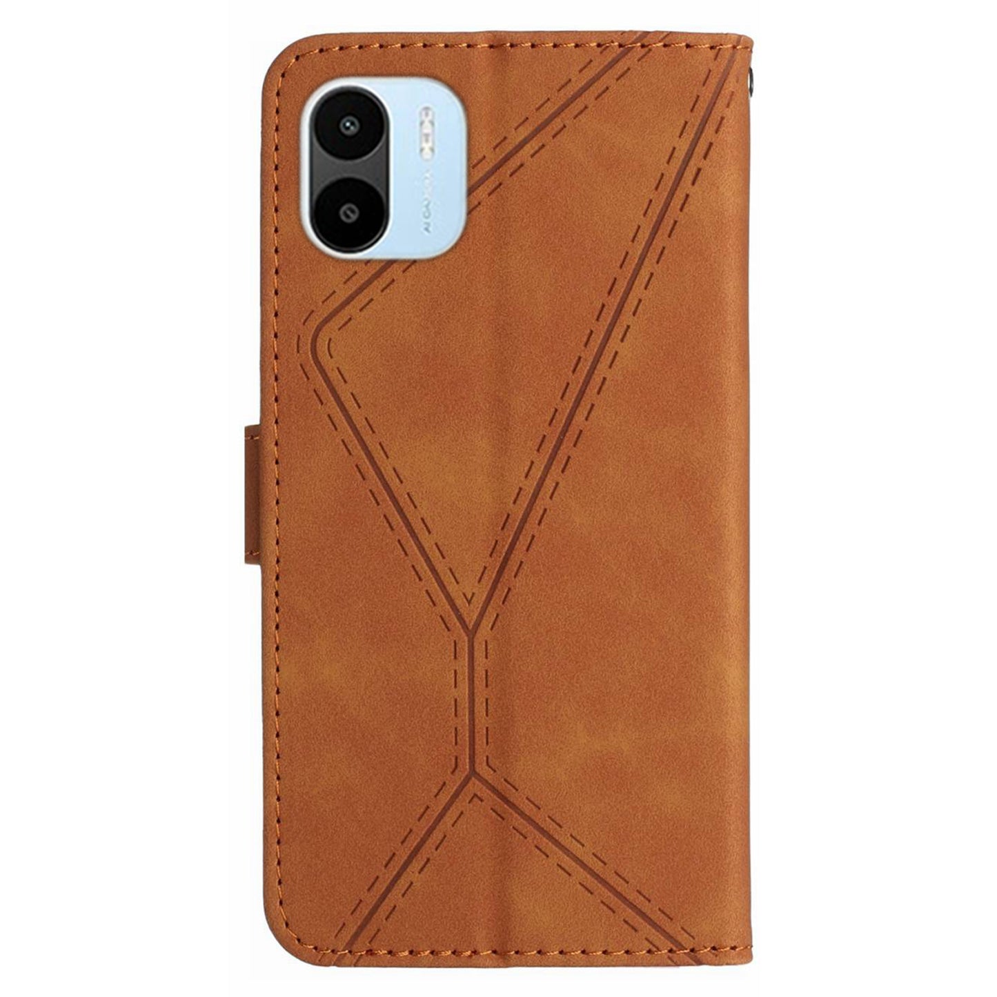 HT05 For Xiaomi Redmi A1 4G / A2 4G Stand Skin-touch Imprinted Line Phone Case Wallet Leather Cover