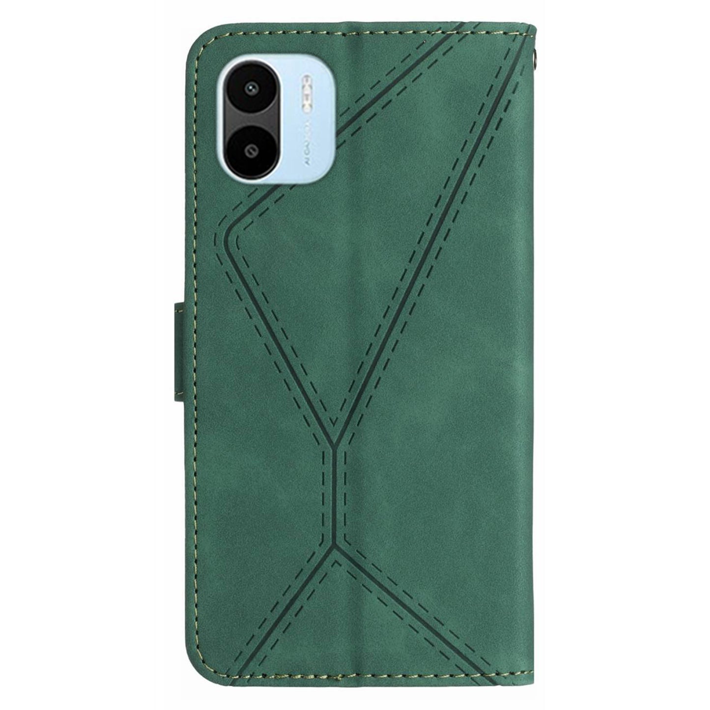 HT05 For Xiaomi Redmi A1 4G / A2 4G Stand Skin-touch Imprinted Line Phone Case Wallet Leather Cover