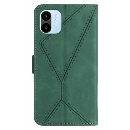 HT05 For Xiaomi Redmi A1 4G / A2 4G Stand Skin-touch Imprinted Line Phone Case Wallet Leather Cover