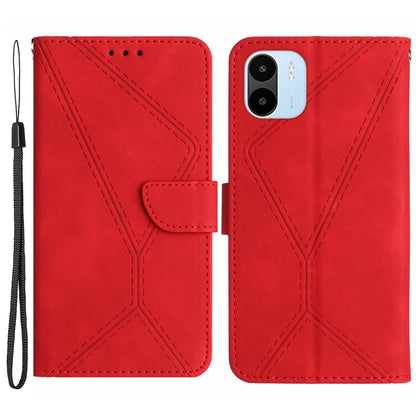 HT05 For Xiaomi Redmi A1 4G / A2 4G Stand Skin-touch Imprinted Line Phone Case Wallet Leather Cover