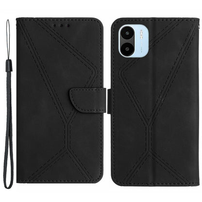 HT05 For Xiaomi Redmi A1 4G / A2 4G Stand Skin-touch Imprinted Line Phone Case Wallet Leather Cover