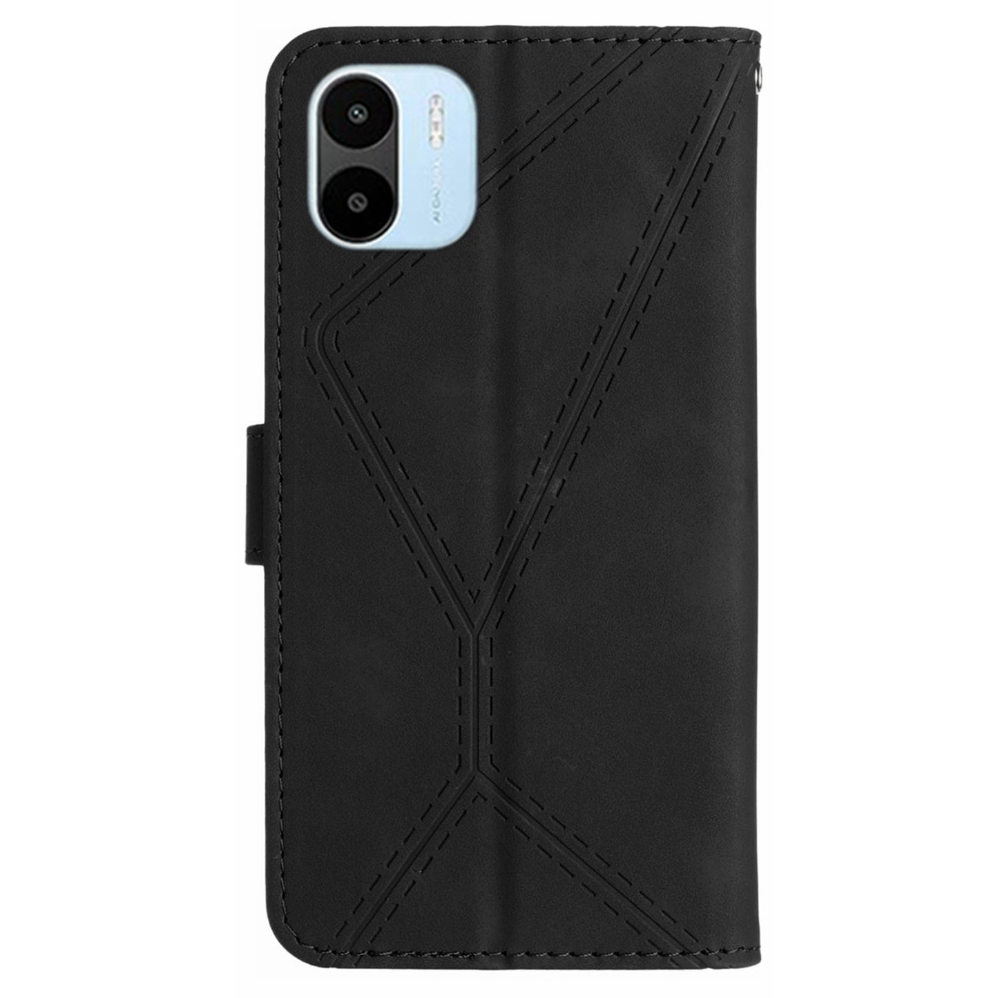 HT05 For Xiaomi Redmi A1 4G / A2 4G Stand Skin-touch Imprinted Line Phone Case Wallet Leather Cover