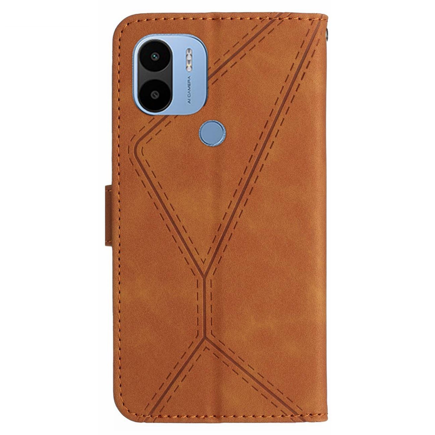 HT05 PU Leather Case for Xiaomi Redmi A1+ 4G / A2+ 4G / Poco C50 4G , Stand Imprinted Line Skin-touch Wallet Phone Cover
