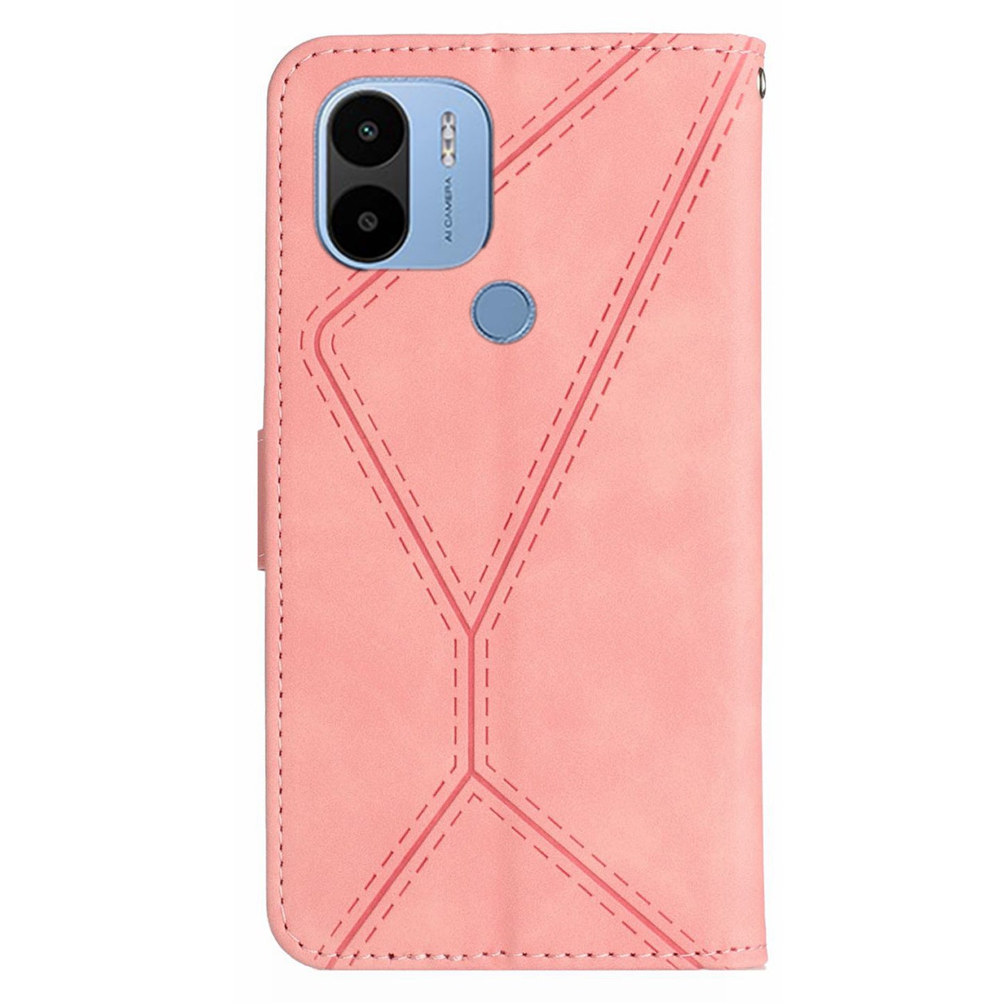 HT05 PU Leather Case for Xiaomi Redmi A1+ 4G / A2+ 4G / Poco C50 4G , Stand Imprinted Line Skin-touch Wallet Phone Cover