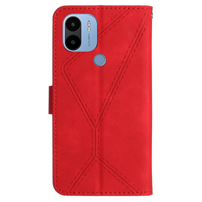 HT05 PU Leather Case for Xiaomi Redmi A1+ 4G / A2+ 4G / Poco C50 4G , Stand Imprinted Line Skin-touch Wallet Phone Cover