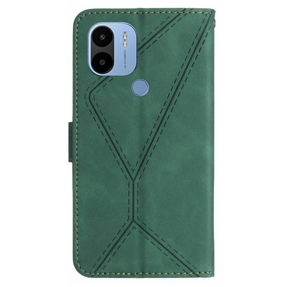 HT05 PU Leather Case for Xiaomi Redmi A1+ 4G / A2+ 4G / Poco C50 4G , Stand Imprinted Line Skin-touch Wallet Phone Cover