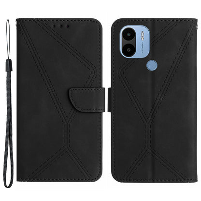 HT05 PU Leather Case for Xiaomi Redmi A1+ 4G / A2+ 4G / Poco C50 4G , Stand Imprinted Line Skin-touch Wallet Phone Cover