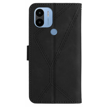 HT05 PU Leather Case for Xiaomi Redmi A1+ 4G / A2+ 4G / Poco C50 4G , Stand Imprinted Line Skin-touch Wallet Phone Cover