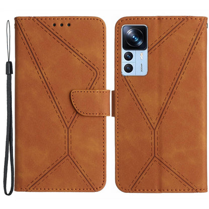 HT05 Leather Case for Xiaomi 12T 5G / 12T Pro 5G / Redmi K50 Ultra Wallet Stand Imprinted Line Phone Cover