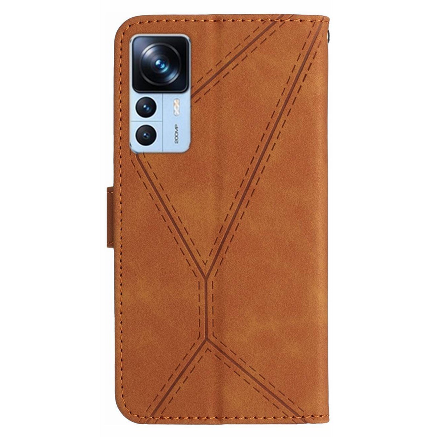 HT05 Leather Case for Xiaomi 12T 5G / 12T Pro 5G / Redmi K50 Ultra Wallet Stand Imprinted Line Phone Cover