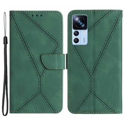 HT05 Leather Case for Xiaomi 12T 5G / 12T Pro 5G / Redmi K50 Ultra Wallet Stand Imprinted Line Phone Cover