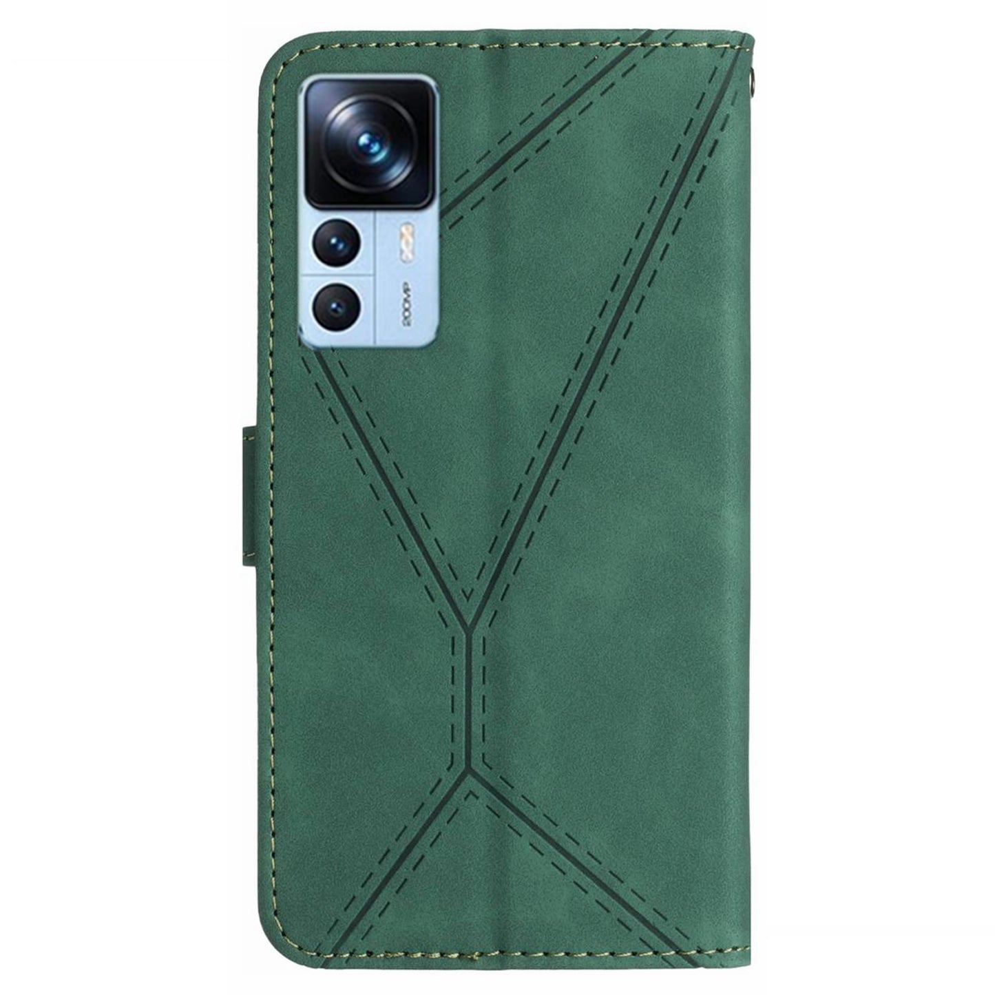 HT05 Leather Case for Xiaomi 12T 5G / 12T Pro 5G / Redmi K50 Ultra Wallet Stand Imprinted Line Phone Cover