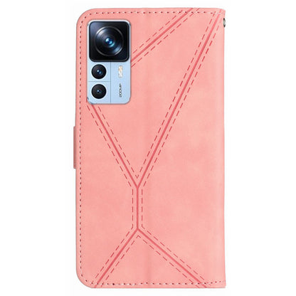 HT05 Leather Case for Xiaomi 12T 5G / 12T Pro 5G / Redmi K50 Ultra Wallet Stand Imprinted Line Phone Cover
