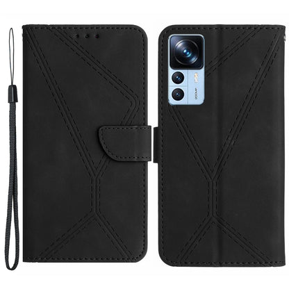 HT05 Leather Case for Xiaomi 12T 5G / 12T Pro 5G / Redmi K50 Ultra Wallet Stand Imprinted Line Phone Cover