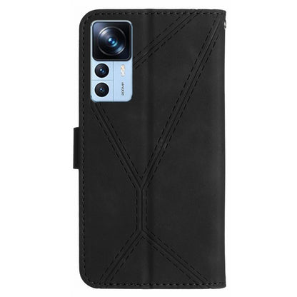 HT05 Leather Case for Xiaomi 12T 5G / 12T Pro 5G / Redmi K50 Ultra Wallet Stand Imprinted Line Phone Cover