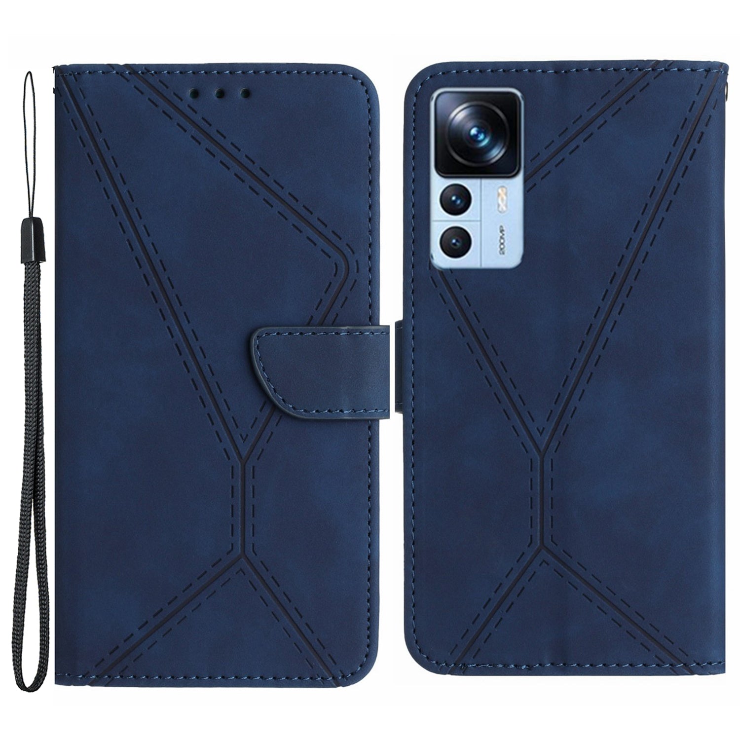 HT05 Leather Case for Xiaomi 12T 5G / 12T Pro 5G / Redmi K50 Ultra Wallet Stand Imprinted Line Phone Cover
