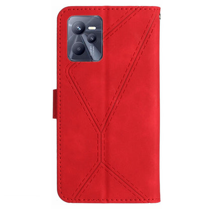 HT05 Skin-touch Phone Case for Realme C35 4G Anti-drop Leather Flip Cover Wallet Shell with Strap