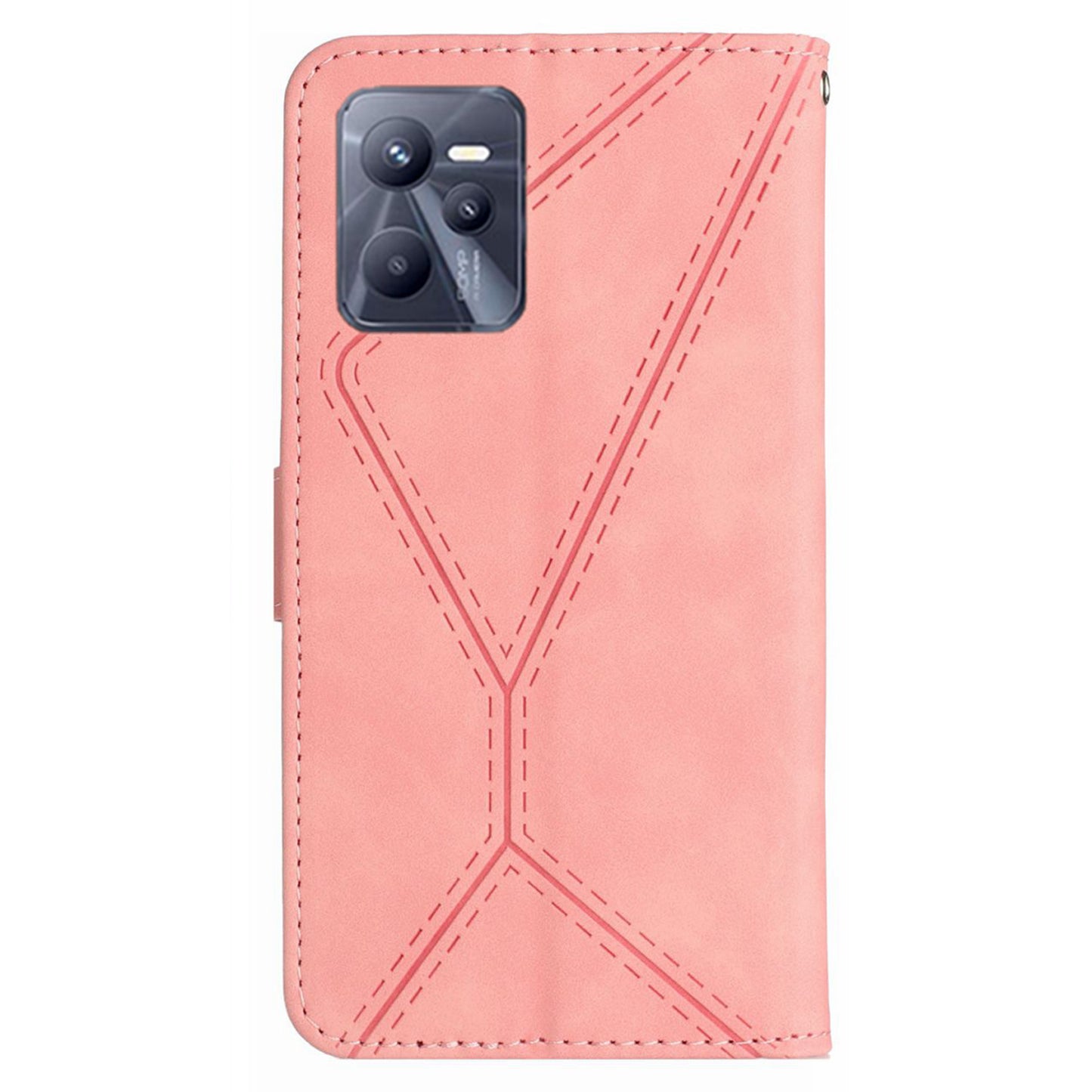 HT05 Skin-touch Phone Case for Realme C35 4G Anti-drop Leather Flip Cover Wallet Shell with Strap