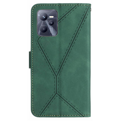 HT05 Skin-touch Phone Case for Realme C35 4G Anti-drop Leather Flip Cover Wallet Shell with Strap