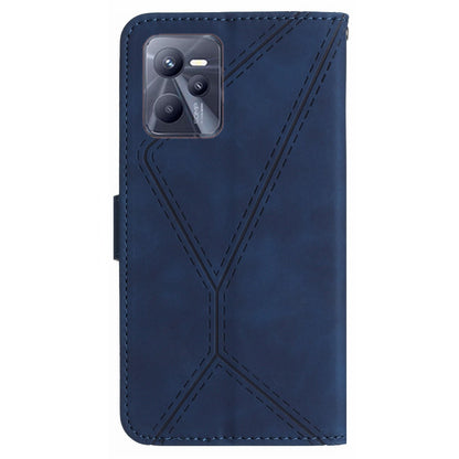 HT05 Skin-touch Phone Case for Realme C35 4G Anti-drop Leather Flip Cover Wallet Shell with Strap