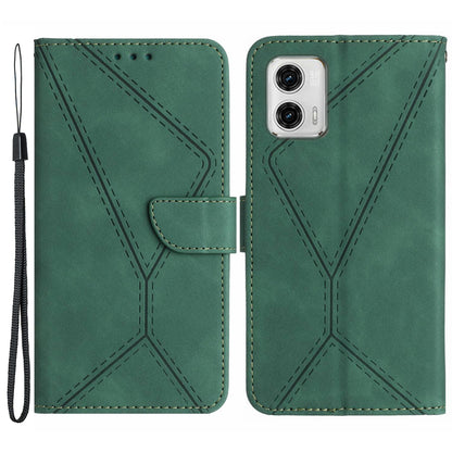 HT05 Skin-touch Phone Case for Motorola Moto G53 5G / G23 4G / G13 4G Leather Flip Cover Wallet Shell with Strap