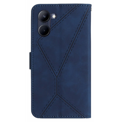 HT05 Phone Case for Realme C33 4G / C33 2023 4G PU Leather Skin-touch Imprinted Line Wallet Stand Cover