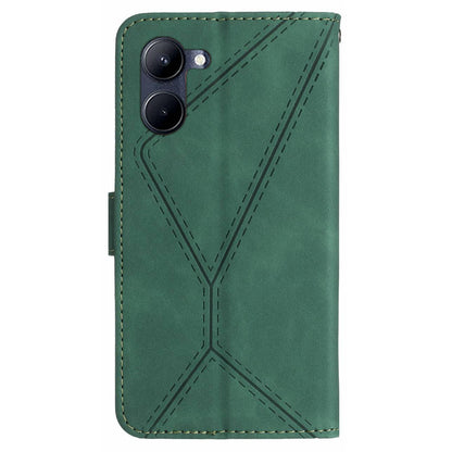 HT05 Phone Case for Realme C33 4G / C33 2023 4G PU Leather Skin-touch Imprinted Line Wallet Stand Cover