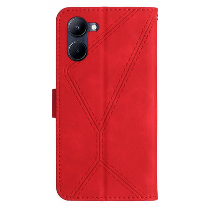 HT05 Phone Case for Realme C33 4G / C33 2023 4G PU Leather Skin-touch Imprinted Line Wallet Stand Cover