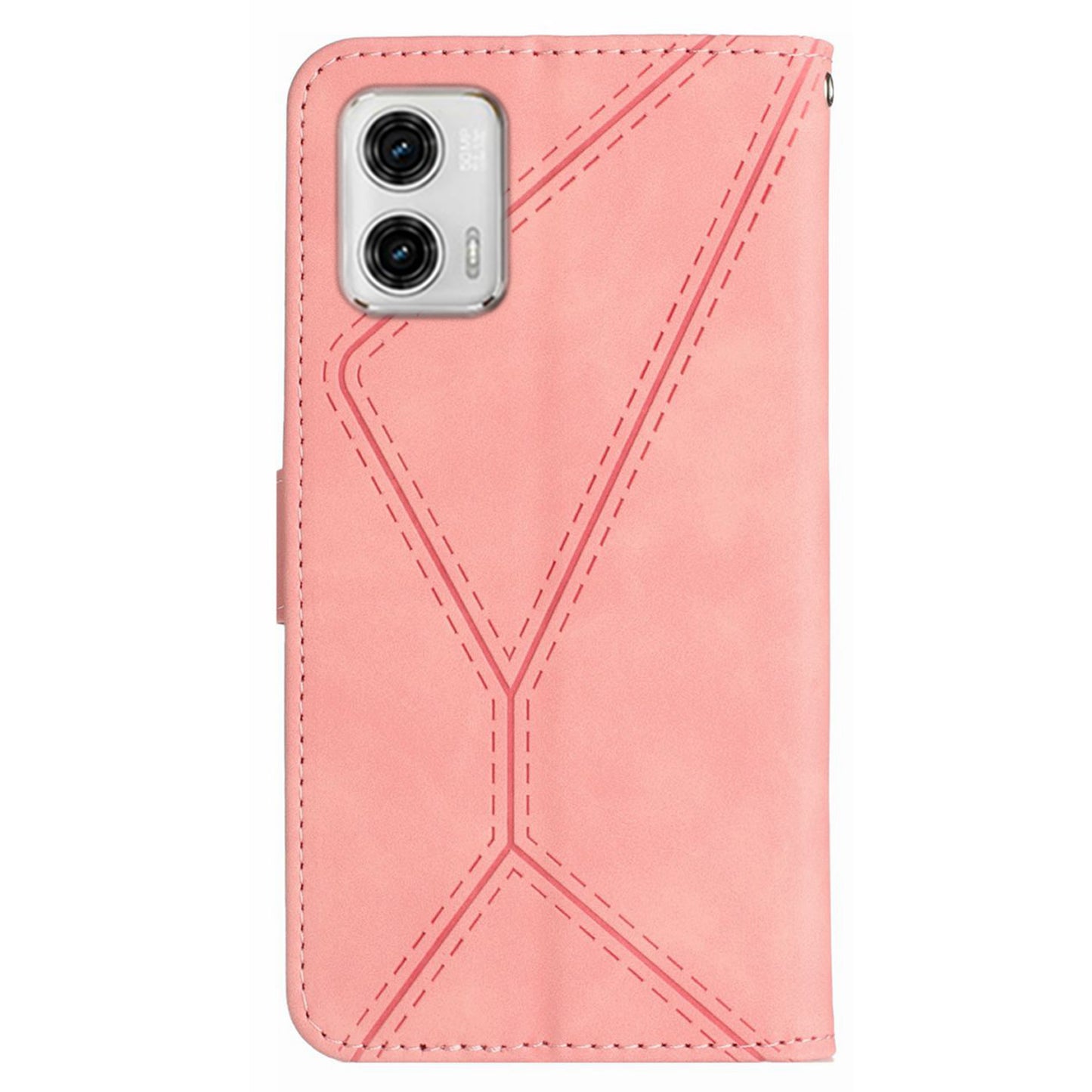 HT05 For Motorola Moto G73 5G Wallet Stand PU Leather Case Imprinted Line Phone Cover