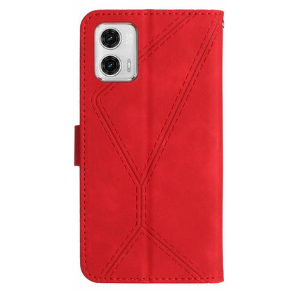 HT05 For Motorola Moto G73 5G Wallet Stand PU Leather Case Imprinted Line Phone Cover