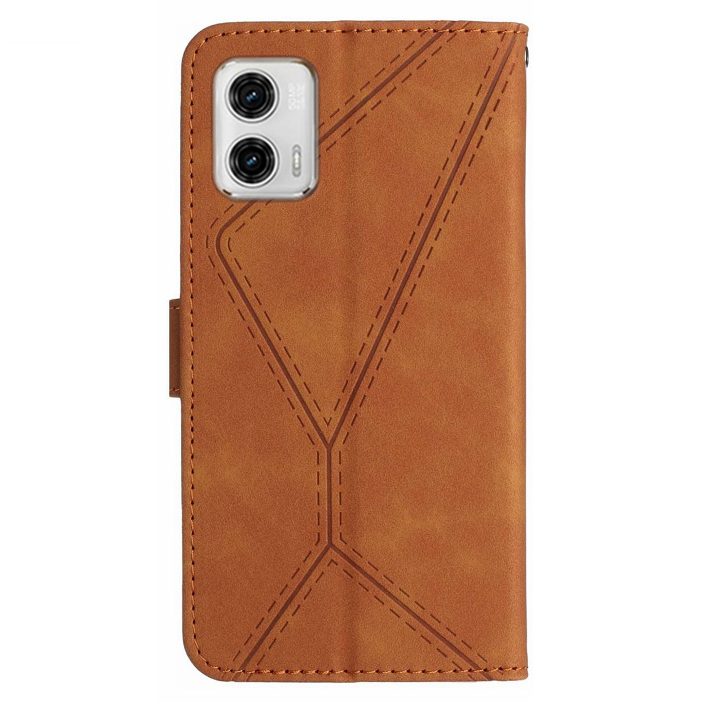 HT05 For Motorola Moto G73 5G Wallet Stand PU Leather Case Imprinted Line Phone Cover