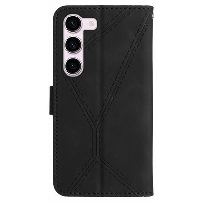HT05 For Samsung Galaxy S23+ PU Leather Skin-touch Phone Case Wallet Imprinted Line Flip Stand Cover