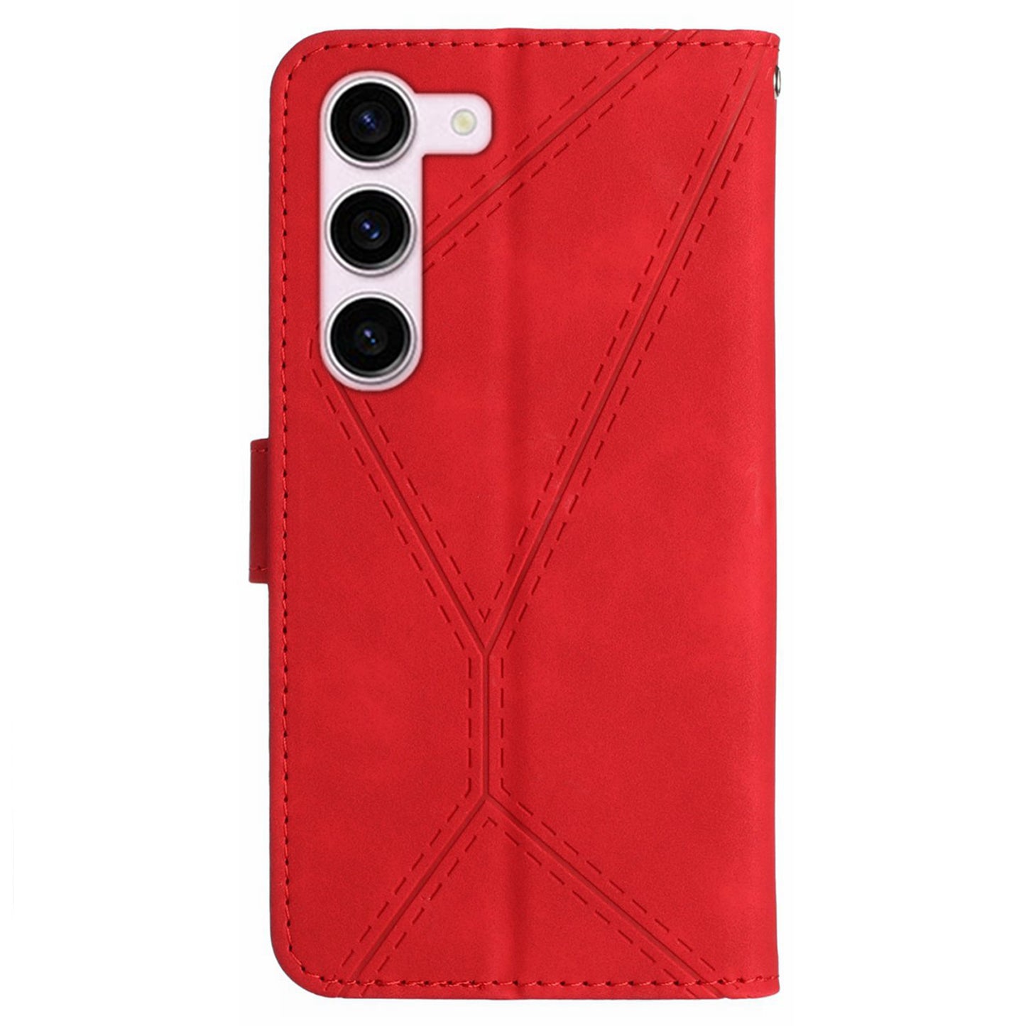 HT05 For Samsung Galaxy S23+ PU Leather Skin-touch Phone Case Wallet Imprinted Line Flip Stand Cover