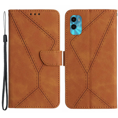 HT05 For Motorola Moto G22 / E22s 4G Wallet Phone Case PU Leather Skin-touch Imprinted Line Stand Cover